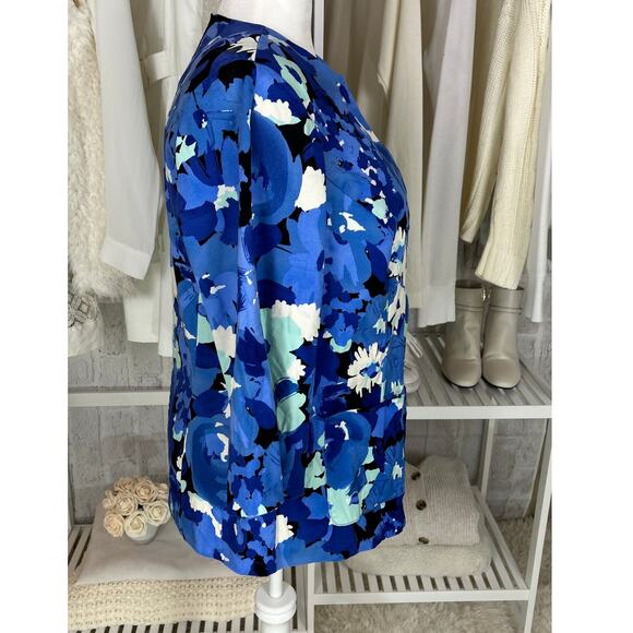 Briggs New York Women's Size 16W Blue Floral One Button Blazer #0463 - Picture 4 of 12